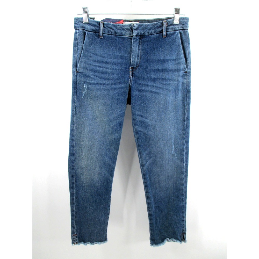 SUNDRY Skinny Ankle Jeans Women 25 Blue Denim Raw Hem Stretch Mid Rise